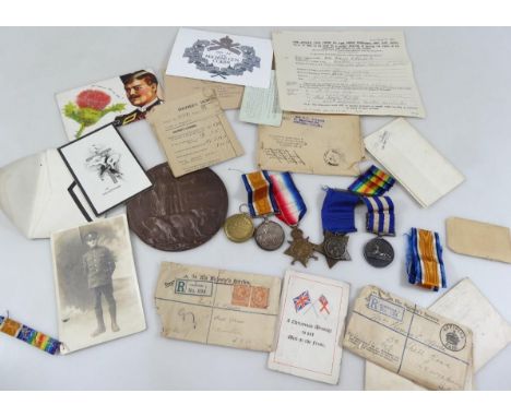 A generational group of medals, associated ephemera, death plaque etc., to include a Queen Victoria Egypt medal with The Nile