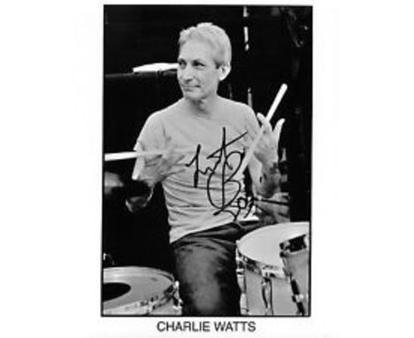  Charlie Watts Rolling Stones signed genuine authentic autograph photo, A 10 x 8 photo of Charlie Watts and signed by him in 