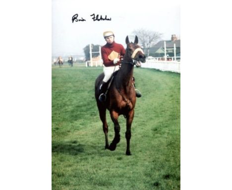 Red Rum-8x12 inch photo of Brian Fletcher sat on Red Rum signed by Brian Fletcher who rode Red Rum to win the grand National 
