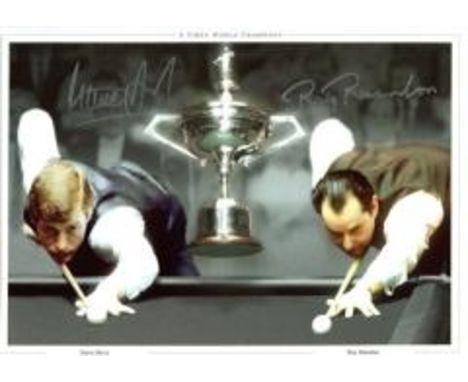 Snooker multi-signed-Superb 10.5x8.5 inch photo signed by snooker greats Steve Davis and Ray Reardon who have each won the Wo