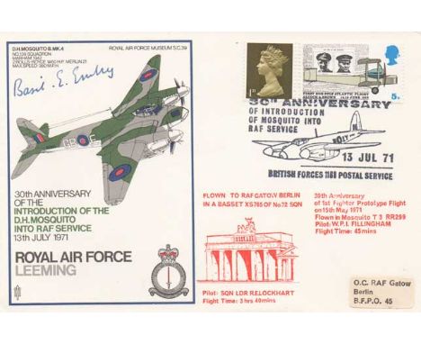  ACM Sir Basil Embry Signed RAF Leeming Introduction of D H Mosquito into Service FDC. He reached the top  by  determination 