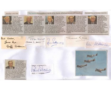  Signatures of 6 still surviving members of the Few and news article from The Daily Telegraph Saturday 11th July commemoratin