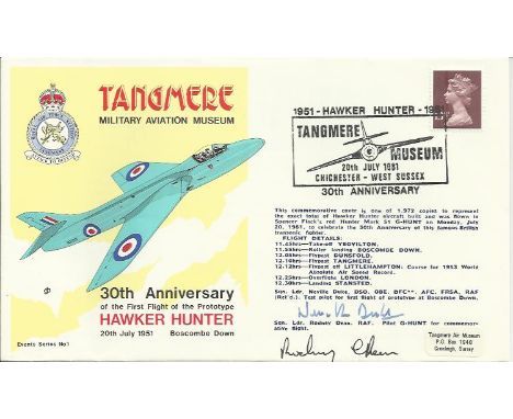  Sqn Ldr Neville Duke signed 30th Anniversary of the First Flight of the Hawker Hunter, Tangmere Aviation Museum cover. Also 