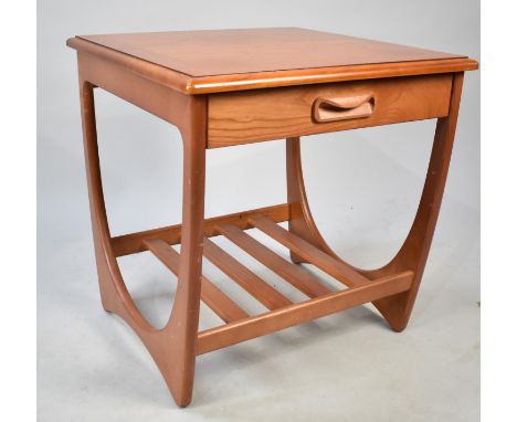 A G-Plan Occasional Table with Pull Out Slide and Slatted Stretcher Shelf, 50cms Square