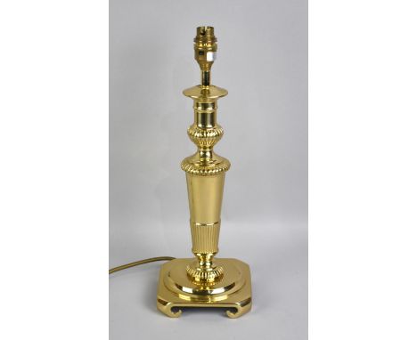 A Modern Brass Table Lamp Base with Scrolled Feet, 41cms High