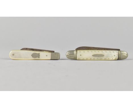 Two Silver Bladed Fruit Knives with Mother of Pearl Scales