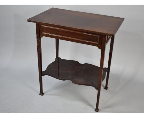 An Edwardian Mahogany Rectangular Occasional Table with Shaped Stretcher Shelf, 67cms Wide and 71cms High