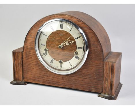 A Mid 20th Century Oak Cased Westminster Chime Mantel Clock by Smiths