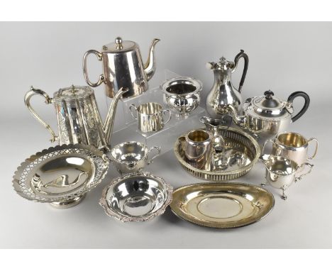 A Collection of Various Silver Plate to Comprise Teawares, Galleried Tray, Dishes etc