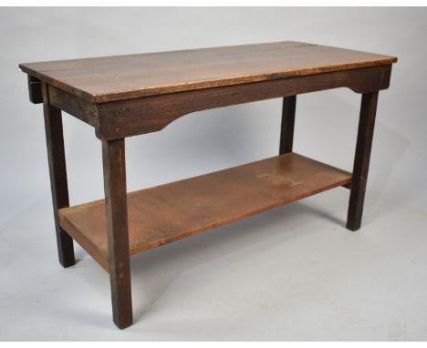 A Wooden Rectangular Two Tier Stand, 91cms Wide, with Stretcher Shelf