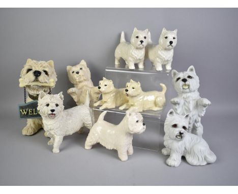 A Collection of Various West Highland Terrier Ceramic Ornaments