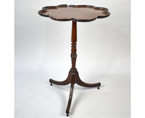 A 19th Century Mahogany Tripod Table with Scalloped Pie Crust Top, Some Repairs to Border, 51cms Diameter