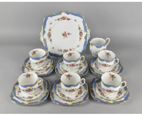 A Royal Albert Marlborough Tea Set for Six to Comprise Cups, Saucers, Side Plates and a Cake Plate