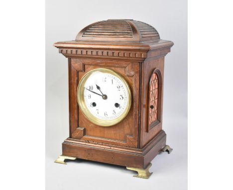 A Late 19th/Early 20th century French Walnut Bracket Clock with Ormolu Ogee Bracket Feet, with Key and Pendulum, Has been Wor