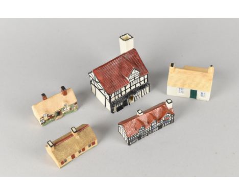 A Collection of Five Various Goss Houses, to Include Model of Burns' Cottage, Shakespeare's House etc, Largest Example 8.5cm 