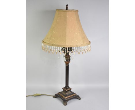 A Modern Metal Table Lamp and Shade, 70cms High