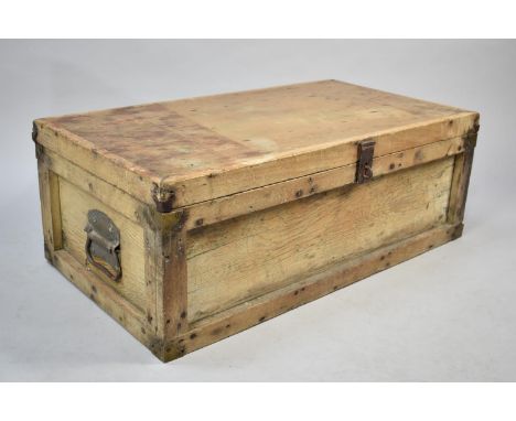 A Vintage Pine Carpenters Tool Box with Hinged Lid, 90cms by 48cms and 33cms High