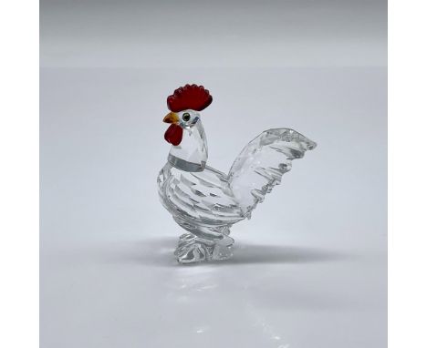 Part of the Peaceful Countryside group. A clear crystal rooster with a red-Siam comb and wattle, and yellow-topaz beak. Color