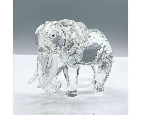 Part of the SCS Inspiration Africa collection. Lead crystal figure adorned with frosted crystal tusks and polished jet crysta