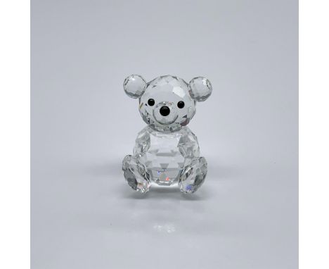 Part of the Woodland Friends collection. A clear crystal seated bear with black crystal nose and eyes. Swarovski swan mark. T