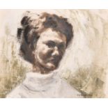 Stanley Rickard (1928-2022) - Mixed media - Shoulder-length portrait of a woman, signed and dated