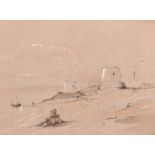 Franz Edmund Weirotter (1733-1771) - Watercolour - Beach scene, the catch being landed, and a town
