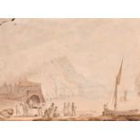 Early 19th Century English School, A view of Robin Hood Bay, 8.5" x 11", unframed, a/f.
