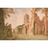 Manner of Michael Angelo Rooker (1743-1801) - Watercolour - "Fountains Abbey", 12ins x 17.75ins,