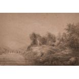 C S (19th Century English School) - Pencil drawing - "Cheddar Cliffs", signed with initials CS, 6ins