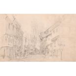 Thomas Sidney Cooper (1803-1902) - Pencil drawing - "York Minster" - street scene with Minster in