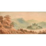 19th Century English School, 'Kilchurn Castle, Loch Awe', watercolour, 6" x 12".