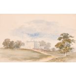 James Duffield Harding (circa 1797/8-1863) - watercolour - view of a mansion in picturesque
