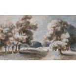 George Jones (1785-1869) - Watercolour - Windsor Great Park, circa 1812, tree-lined path through the