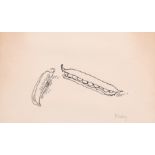 Pamela Kay ,'Peapods', ink, signed in pencil, 3.5" x 6".