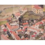 19th Century English School - Watercolour - Rural scene with white painted Italian house, 8ins x