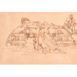 Attributed to Samuel Prout (1783-1852) - Ink sketch - "The Broken Masthead", seamen salvaging a