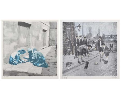 Harold Riley (British 1934-2023) "Marbles" and "Piggy" Both signed, titled and dated in pencil in the margin, limited edition