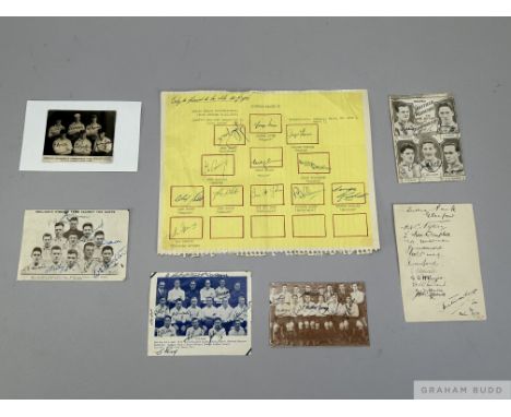 Vintage football autographs, comprising team groups and part groups, subjects including Scottish FL XI 1959, Sheffield Wednes