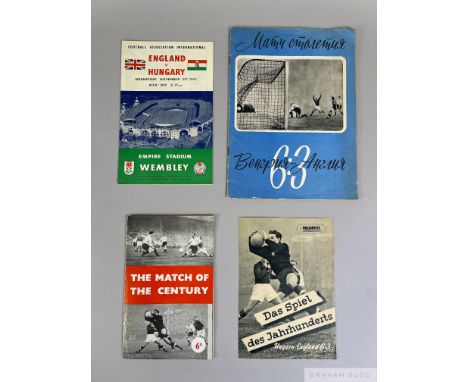 England v Hungary 25th November 1953 programme, the first defeat for England on England soil by a foreign country, when Hunga