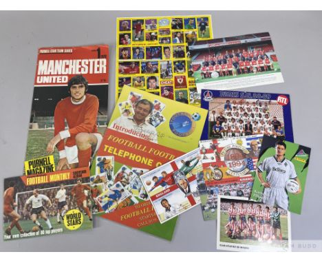 A collection of football postcards, photographs and pictures, with an emphasis on modern editions, b&w team photographs, play