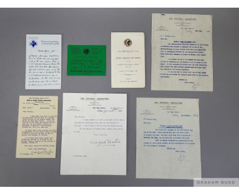 H. P. Hardman selection of items relating to the 1908 Olympic Football tournament in which he played all three games, includi