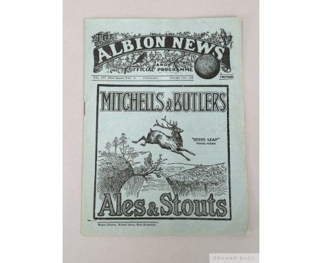 Rare England v Ireland international programme, played at West Bromwich Albion, 21st October 1922,internal paper brown, light
