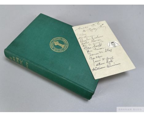 The Story of Celtic by Willie Maley, 1939, the inside cover bears an inscription and with postcard signed by the Celtic 1931 