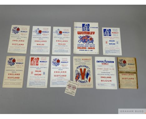 Eleven England Wartime international programmes played at Wembley,comprising v Wales 13th April 1940, 27th February 1943, 25t