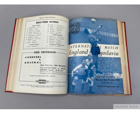 Bound volumes of Arsenal home match programmes, 1950-51 Vol. XXXII, No.1, Chelsea, 23rd August 1950 to Vol. XXXII, No.23, Bol