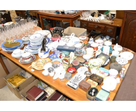 A large collection of various sundry glass and china to include Royal Worcester egg coddlers, a pipe, silver plated mounted h