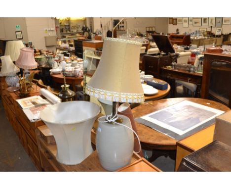 A salt glazed barrel converted to a table lamp
