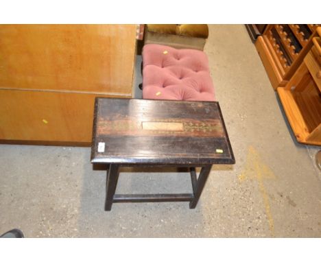 A stool with John Broadwood &amp; Sons inlaid panel; and two dressing table stools 