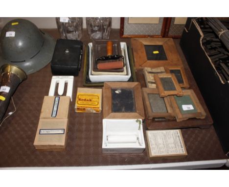 A quantity of vintage film developing trays and accessories, Kodak, cine camera etc.