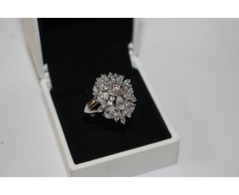 A Sterling silver and Diamanique cubic zirconia cocktail ring, size R/S, approx. 7gms 